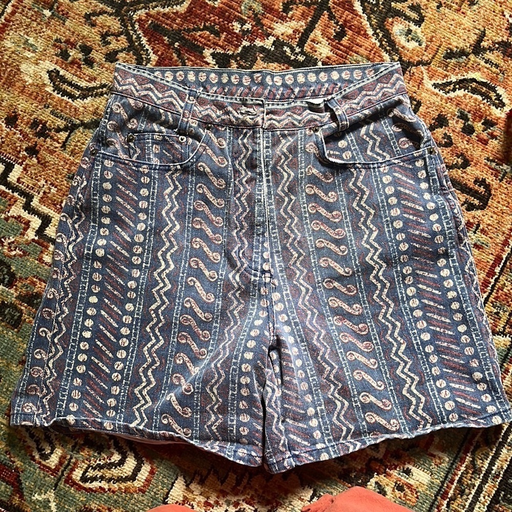 Vintage 1990's Colorful Geometric Print High Waisted Shorts